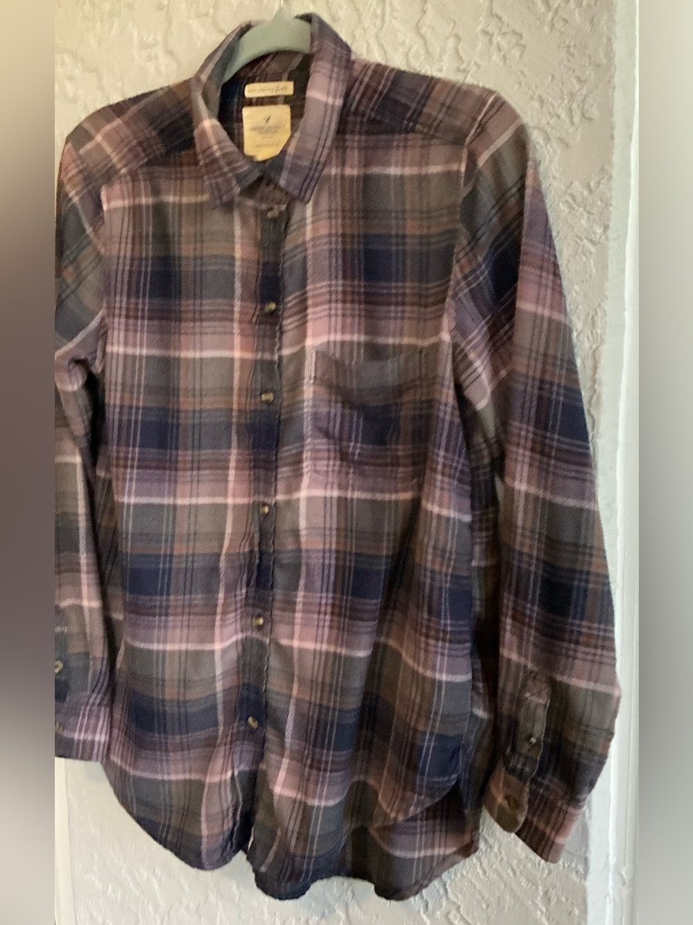 American Eagle Outfitters Amazingly Soft Plaid Button-Down Shirt - Picture 8 of 12